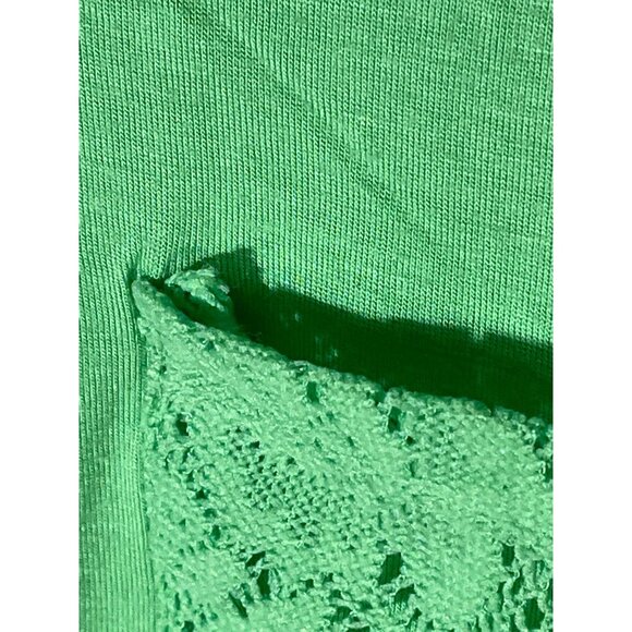 Dots short sleeve shirt lace pocket green polyester medium bust 18" READ - Picture 8 of 11